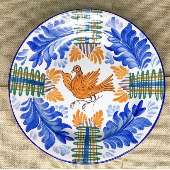 Vintage Vte Martinez Hand Painted Bird Wall Plate Spanish Art Pottery Boho - Picture 1 of 5